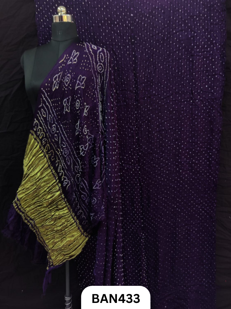 Vegan Silk Tissue Pallu Heavy Dani Bandhej Saree