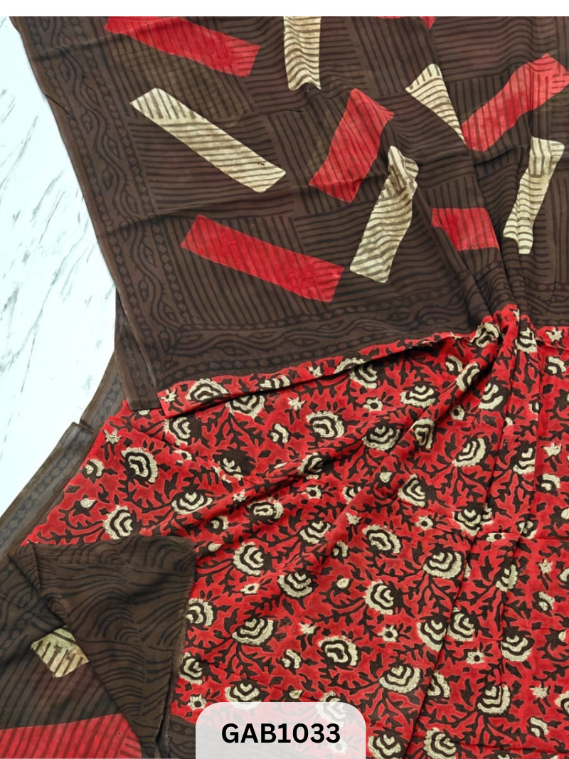 Premium Hand Block Printed Georgette Sarees with Blouse