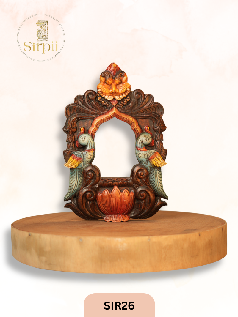 Wooden Yazhi With Parrot Wall Hanging - Height 17.5" INCH, WIDTH 12"INCH