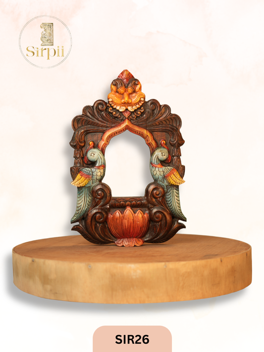 Wooden Yazhi With Parrot Wall Hanging - Height 17.5" INCH, WIDTH 12"INCH