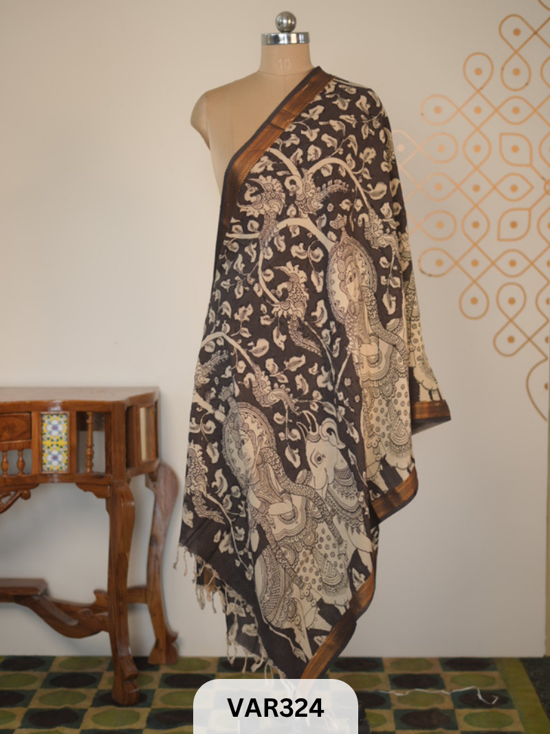 KALAMKARI CHENNURI SILK DUPPATTA