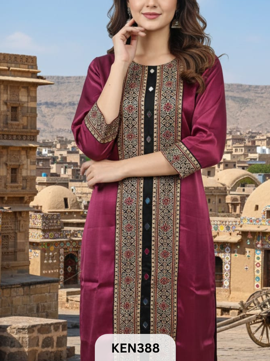MASHRU PANEL & MIRROR WORK KURTI