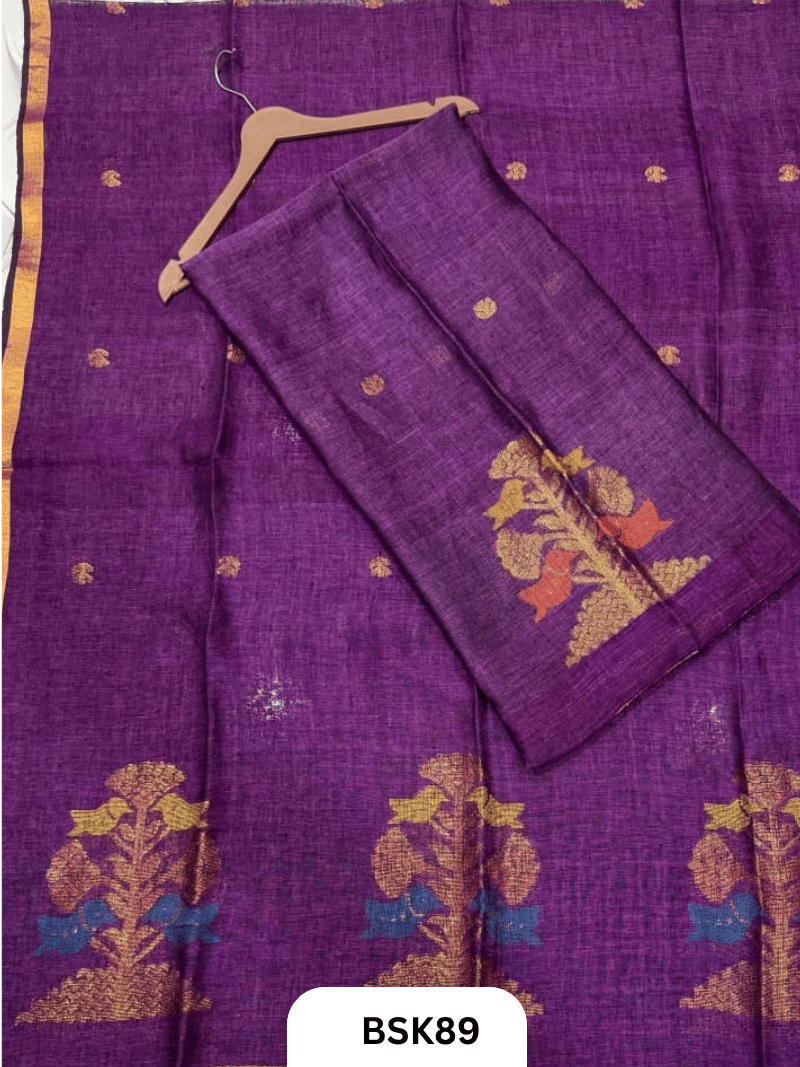 Pure Handloom Linen Salwar Suit with Jamdani and Meenakari weave  Top 2.7 mtr  Duppata Rs 2.5mtr