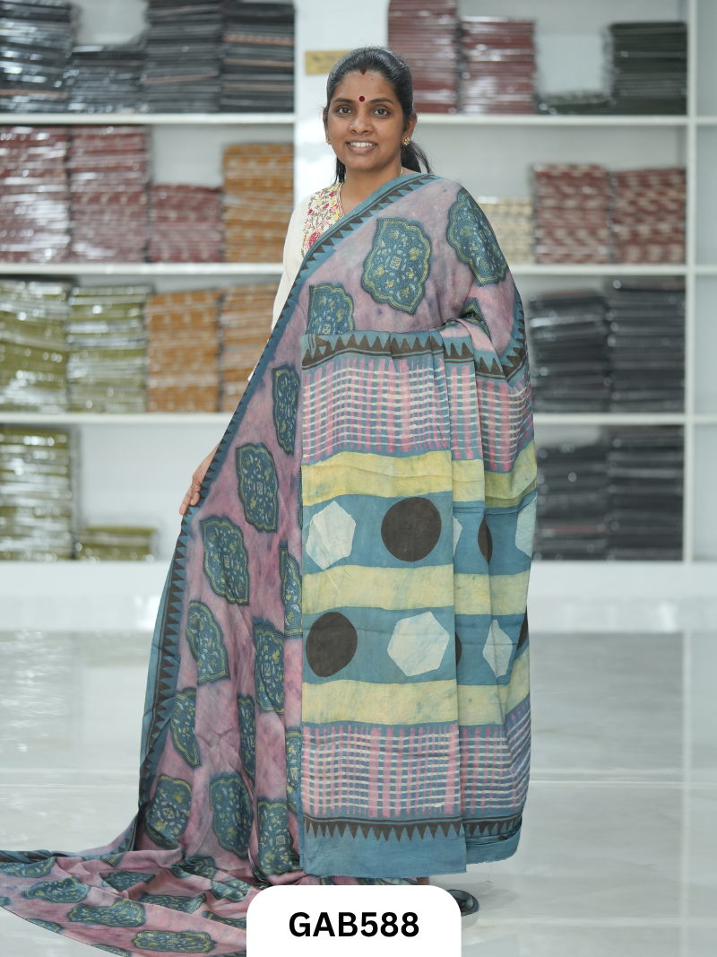 Nashpal & Pomegranate Peel Printed Modal Silk Sarees with blouse