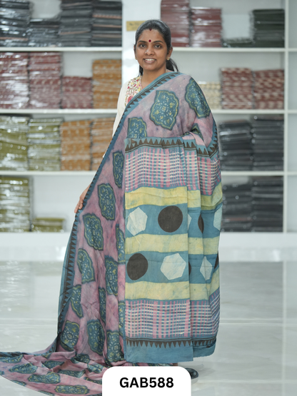 Nashpal & Pomegranate Peel Printed Modal Silk Sarees with blouse