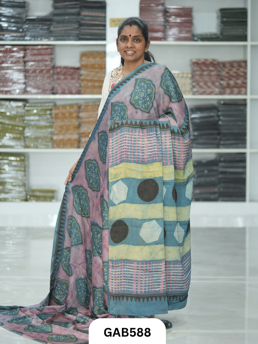 Nashpal & Pomegranate Peel Printed Modal Silk Sarees with blouse