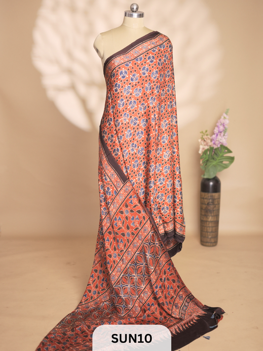MODAL AJRAKH SAREE - MISPRINT