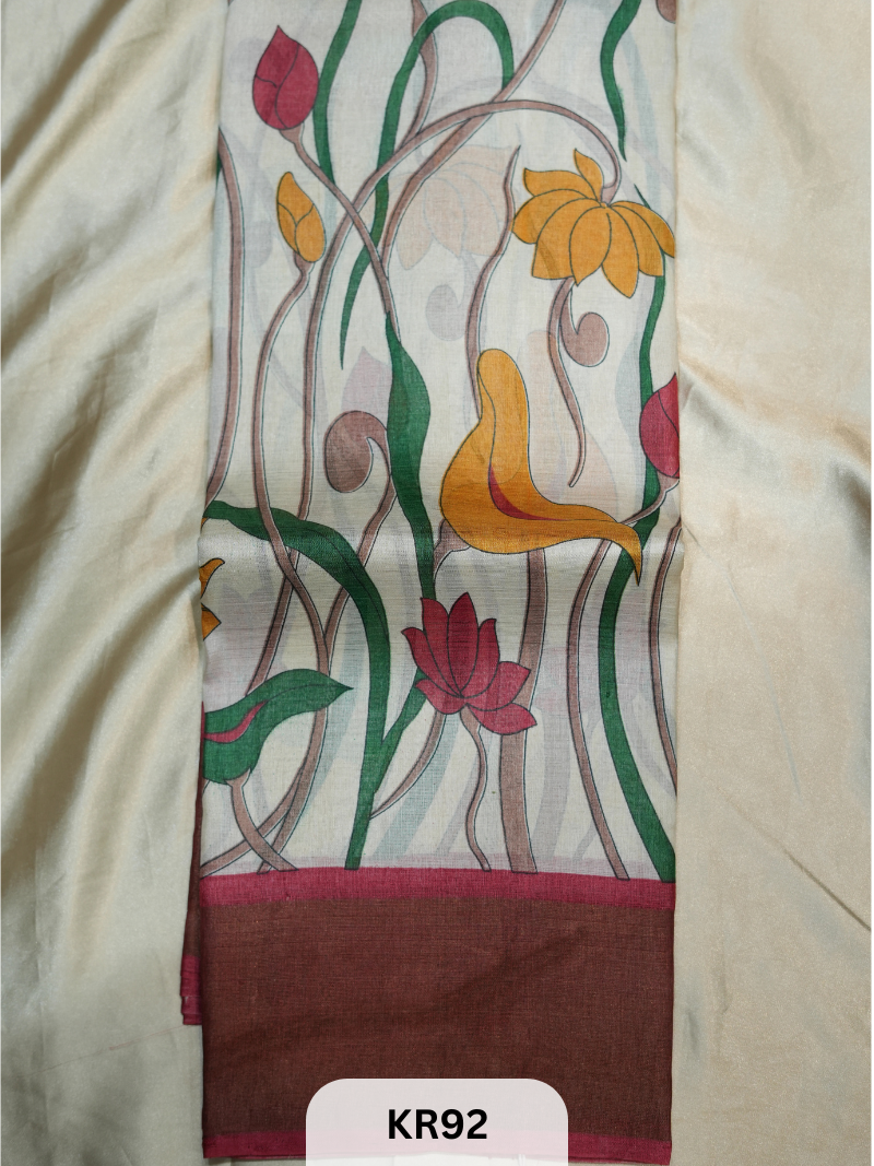 PURE TUSSAR SILK WITH HANDBLOCK AND DIGITAL