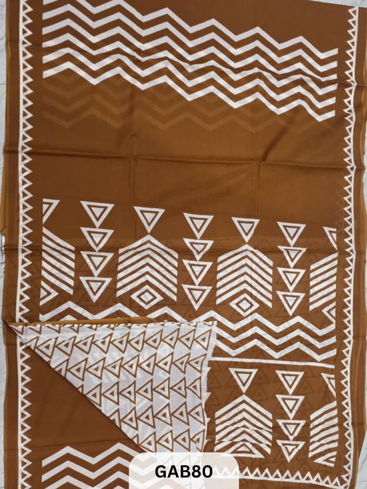 BAGRU PRINT COTTON MULMUL SAREES WITH BLOUSE-SAREE 5.5M +BLOUSE 1M