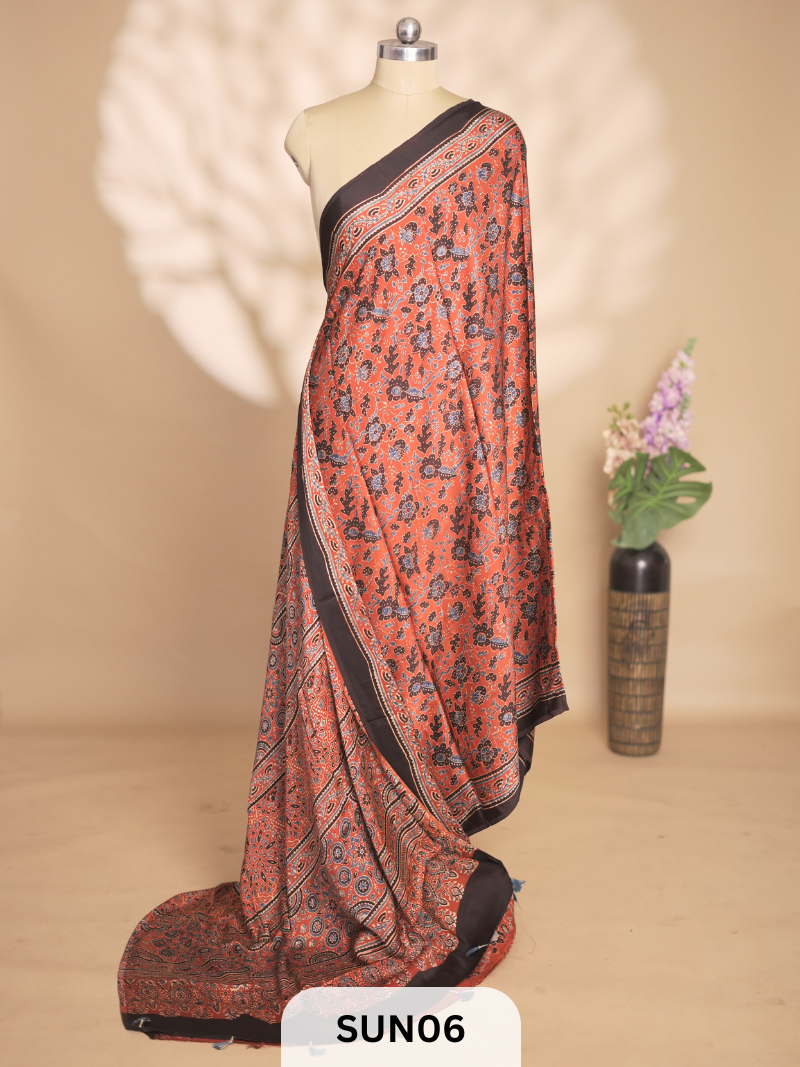 MODAL AJRAKH SAREE - MISPRINT