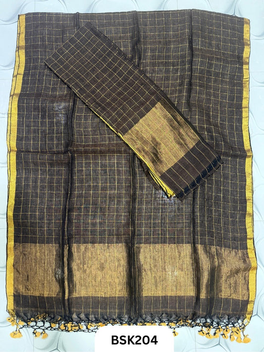 Pure Jayashree Linen By Linen Checked - Top 2.6& Duppatta