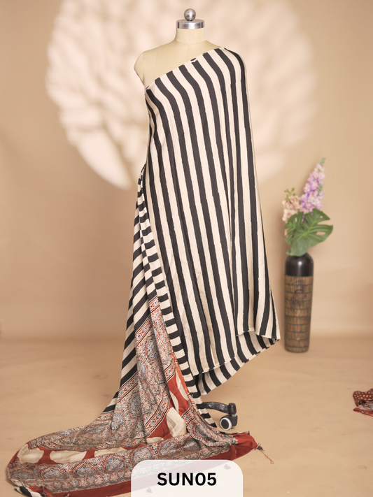 MODAL AJRAKH SAREE - MISPRINT