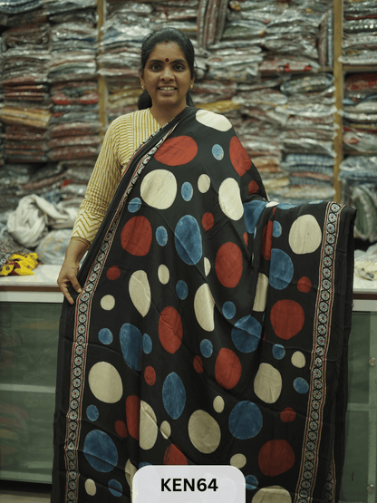 MODAL NATURAL AJRAKH HANDBLOCK SAREE