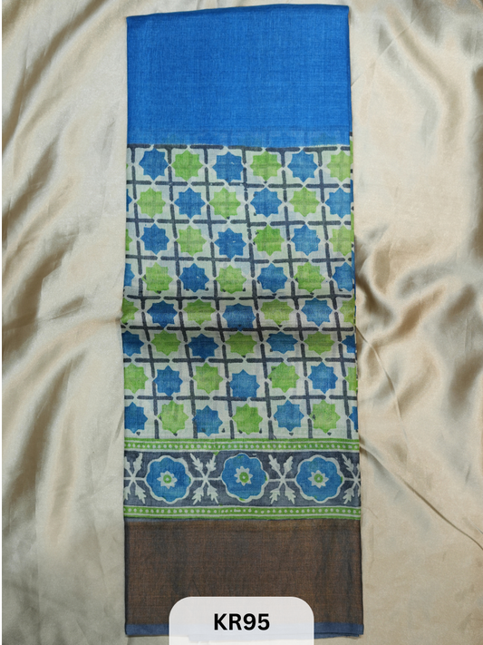 PURE TUSSAR SILK WITH HANDBLOCK AND DIGITAL