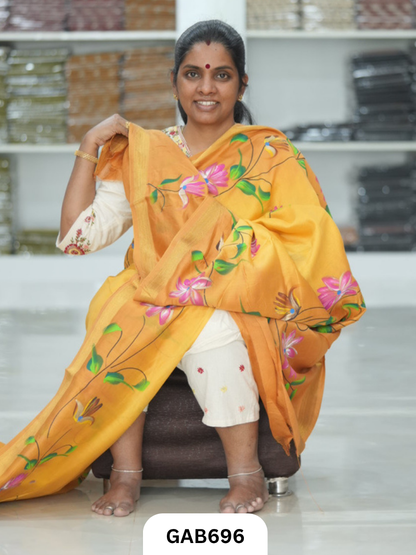 Hand Block Printed Maheshwari Silk Saree