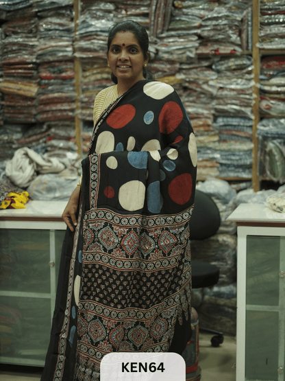 MODAL NATURAL AJRAKH HANDBLOCK SAREE