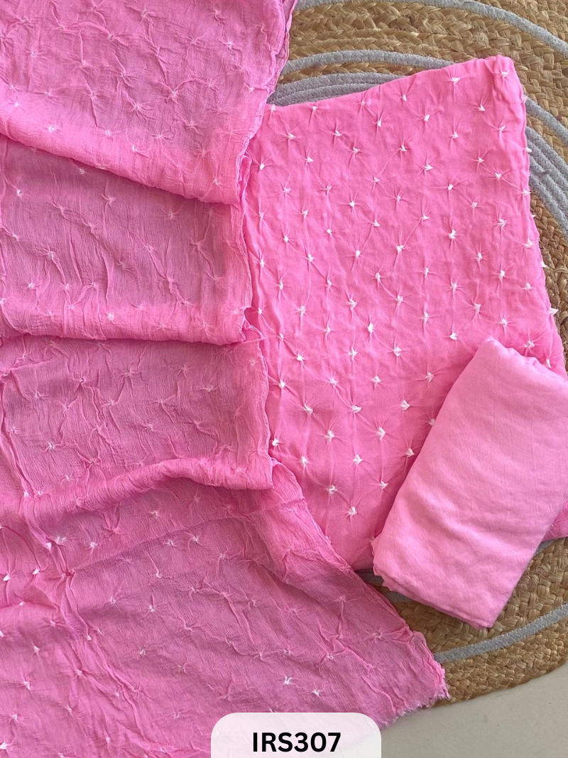 HAND BANDHANI DUPATTA PURE CHIFFON 3 PCS SUIT