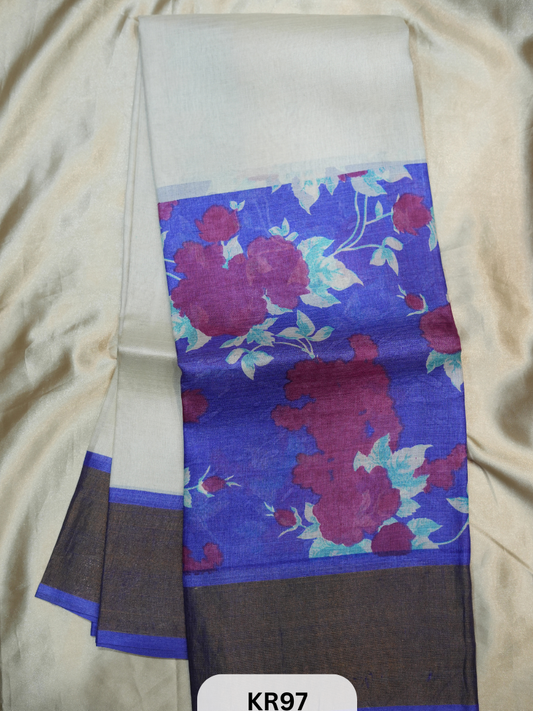 PURE TUSSAR SILK WITH HANDBLOCK AND DIGITAL