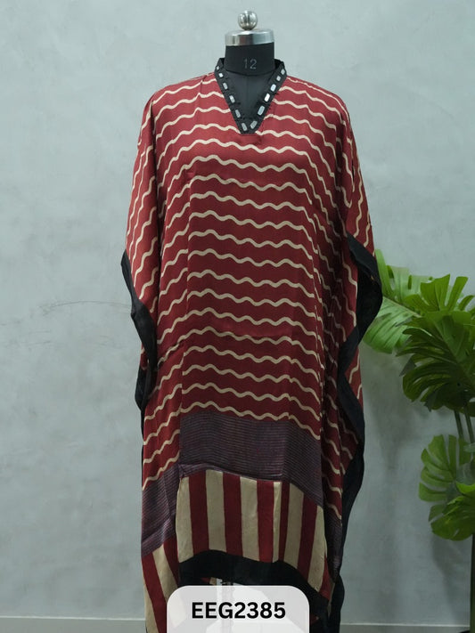 MODAL KHAFTAN WITH MIRROR WORK NECKLINE
