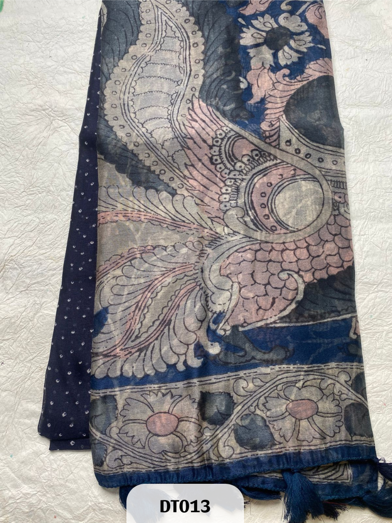 Dupion Semi Tussar with Kalamkari Design