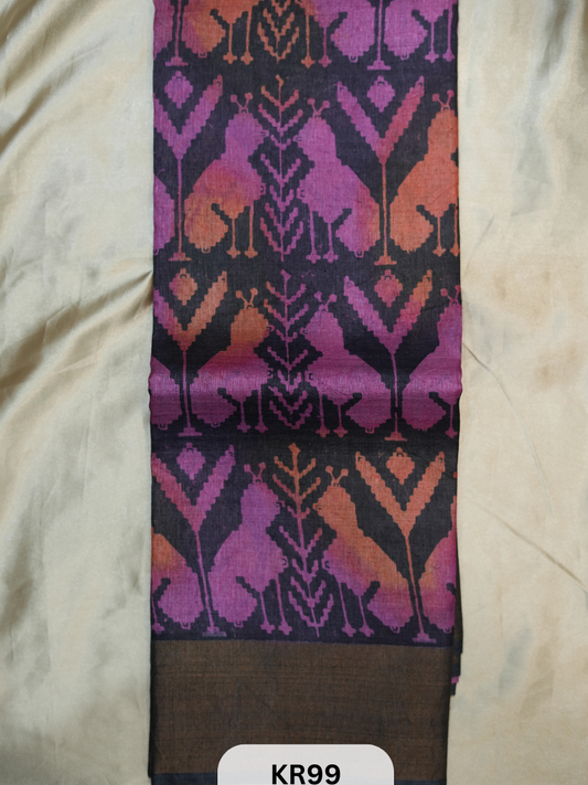 PURE TUSSAR SILK WITH HANDBLOCK AND DIGITAL