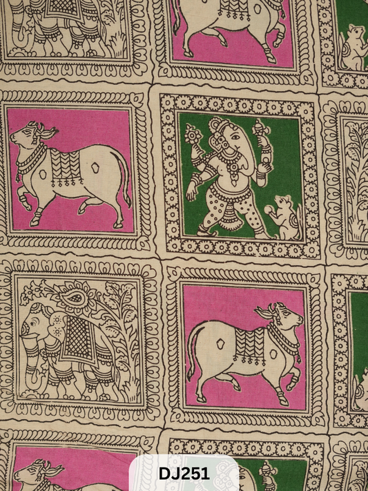 Kalamkari Hand printed - Fabric -1mtr