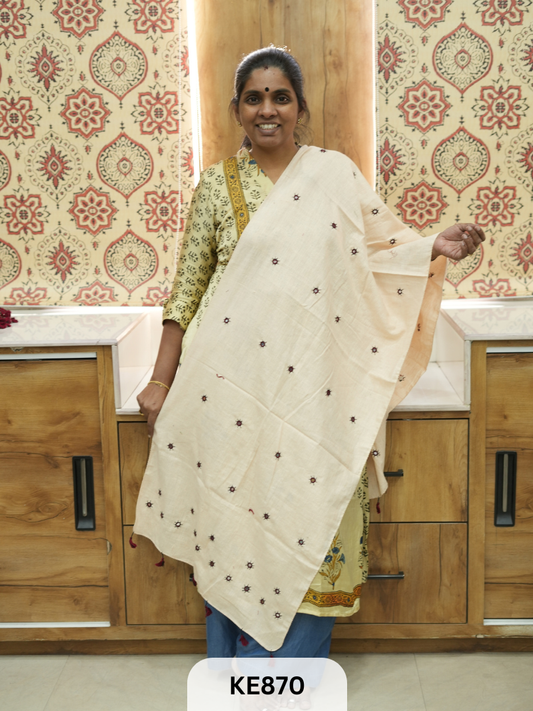 KALA COTTON MIRROR WORK STOLE