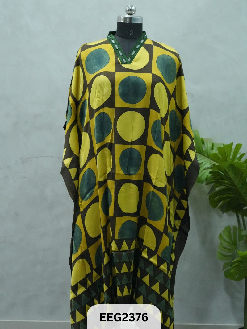 MODAL KHAFTAN WITH MIRROR WORK NECKLINE