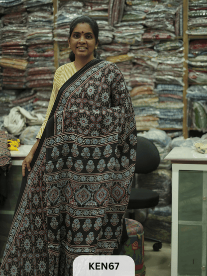 MODAL NATURAL AJRAKH HANDBLOCK SAREE