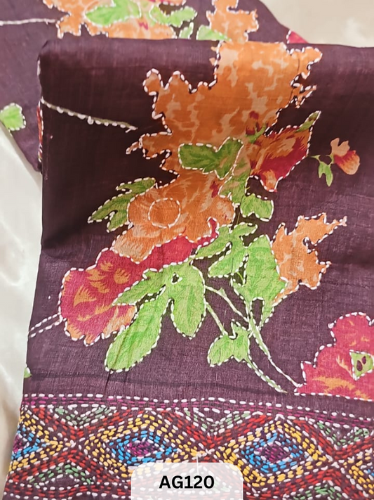 PURE TUSSAR WITH KANTHA EMBROIDERY