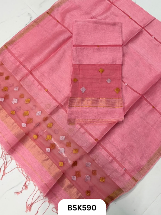 Handloom Silk Linen top & Duppata 2.5 mtr