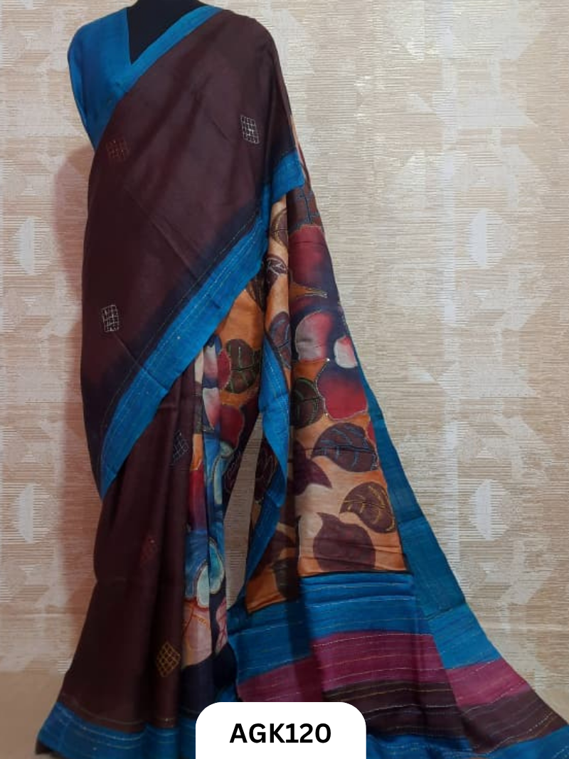 SPECIAL HANDBLOCK HEAVY KANTHA SAREE