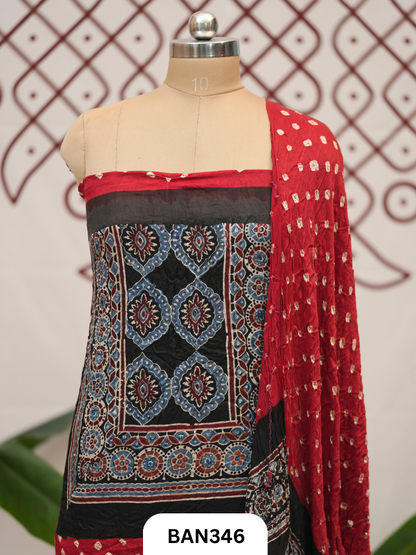 Modal Bandhini 3pcs Salwar Suit With Lagdi Patta Dupatta