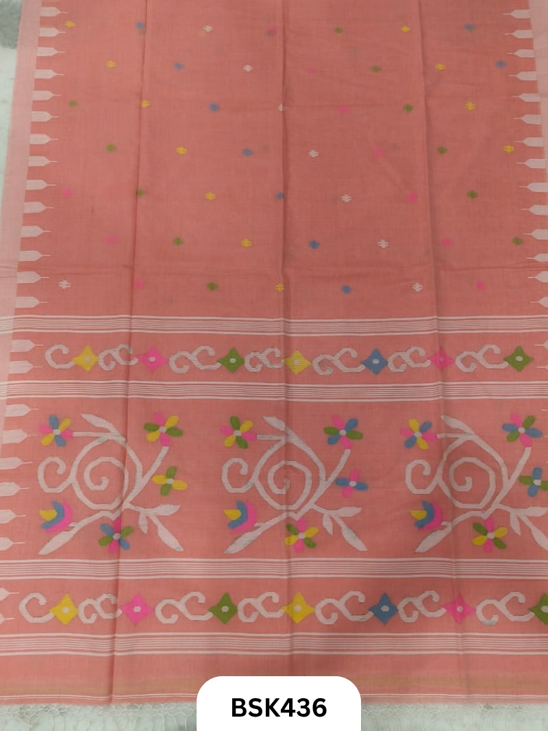 Handloom Pure Mul Cotton Needle Work Saree