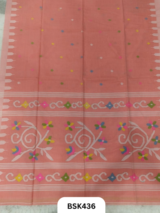 Handloom Pure Mul Cotton Needle Work Saree