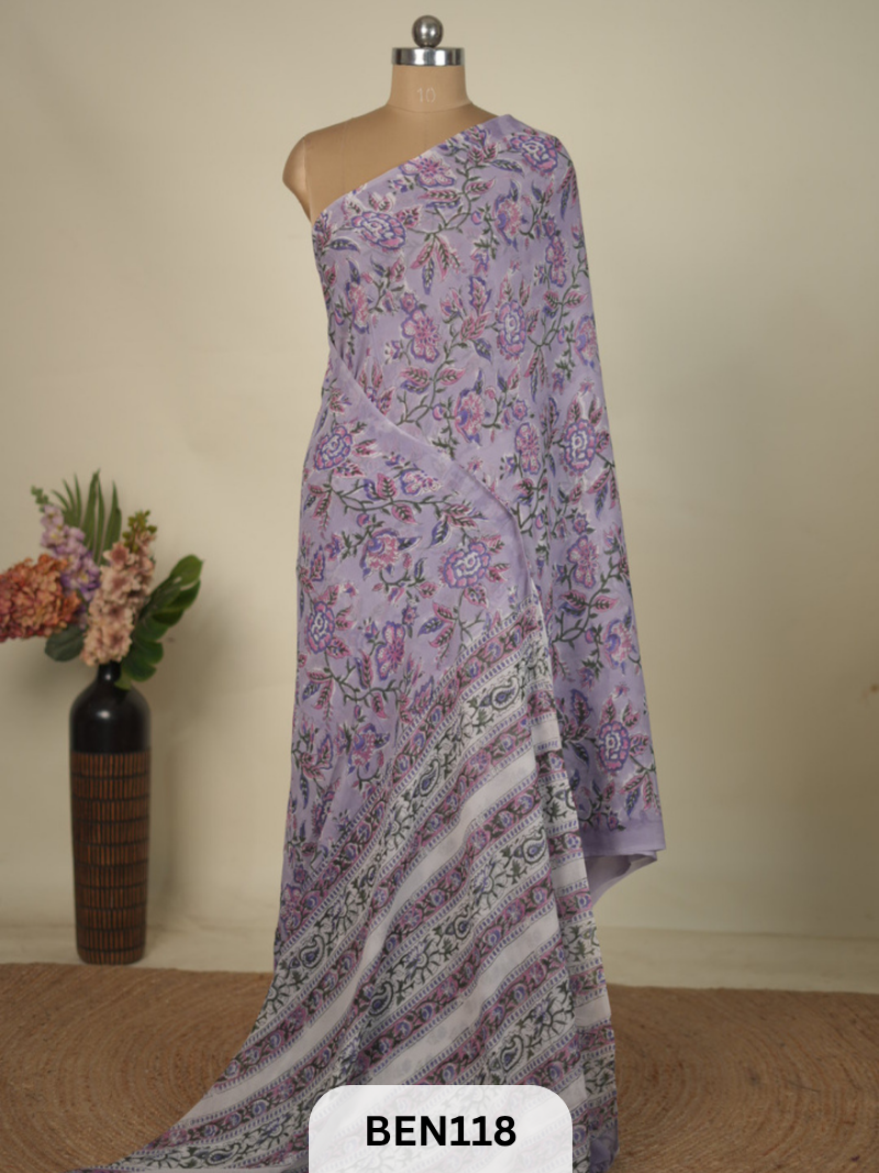 CHIFFON GEORGETTE SANGANER HANDBLOCK