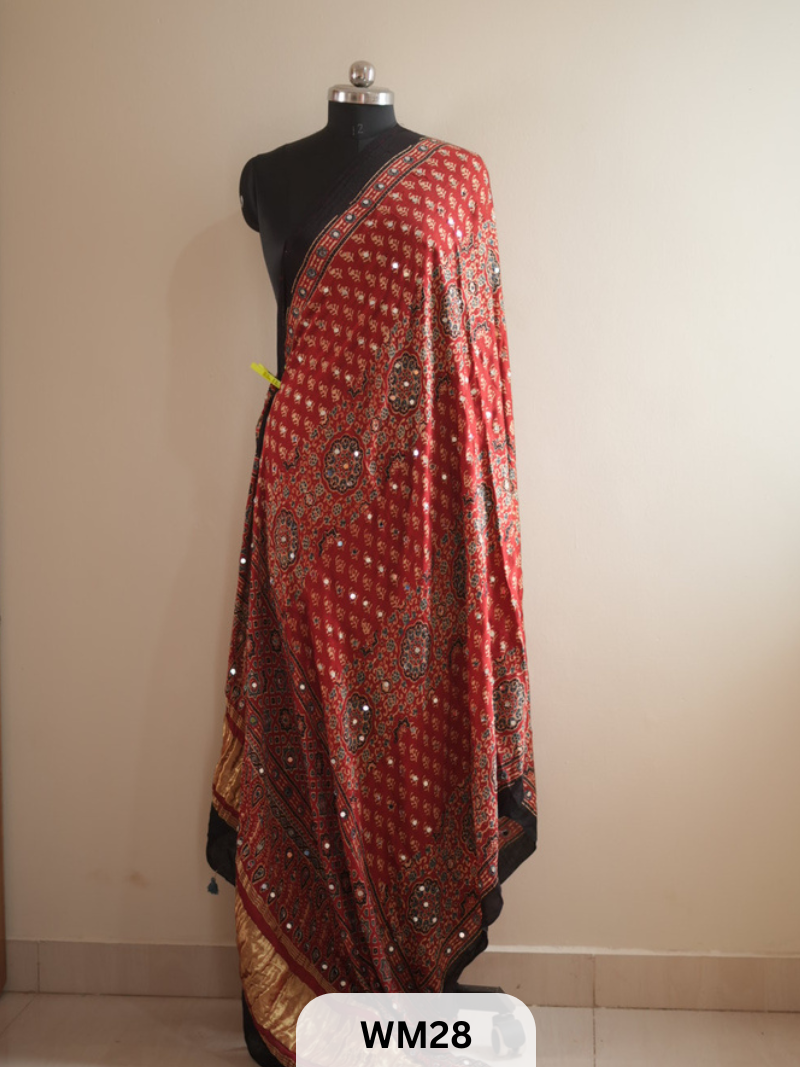MODAL SILK WITH GLUED MIRROR LAGDI PATTA DUPPATTA