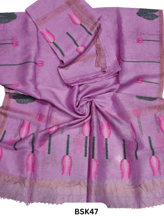Premium Pure Handloom Linen Silk Salwar  Top 2.7 mtr  Duppata 2.5 mtr