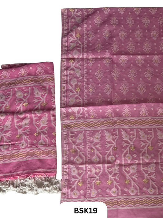 Cotton Jamdani Zari Weave  Top Material - 2.5  Duppata - 2.5  Machine Weave Hand Cutting