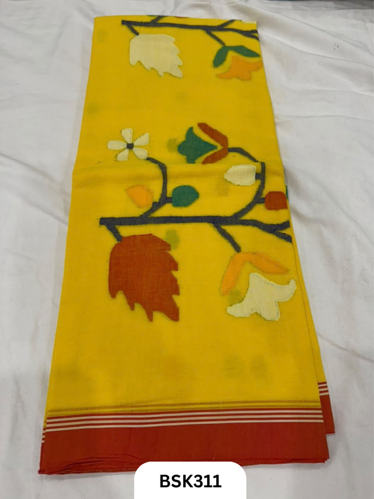 Handloom Pure Mul Cotton With Jamdhani Weave Saree