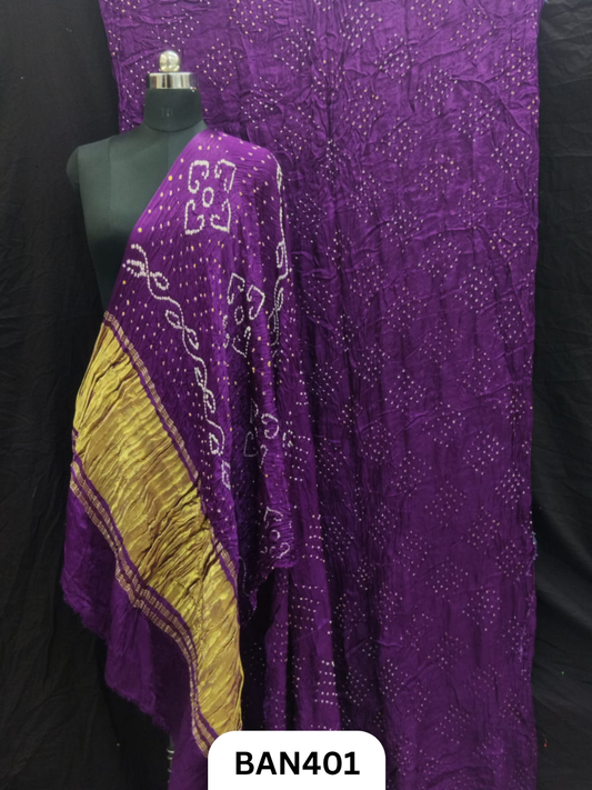 Semi Gaji Silk Tissue Pallu 25 Bani Bandhej Saree