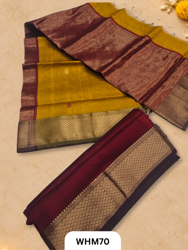 Pure Maheshwari handloom dress material zari border butti set  2 pcs
