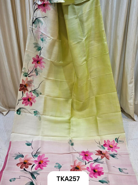 Murshidabad Silk Hand Painted Saree