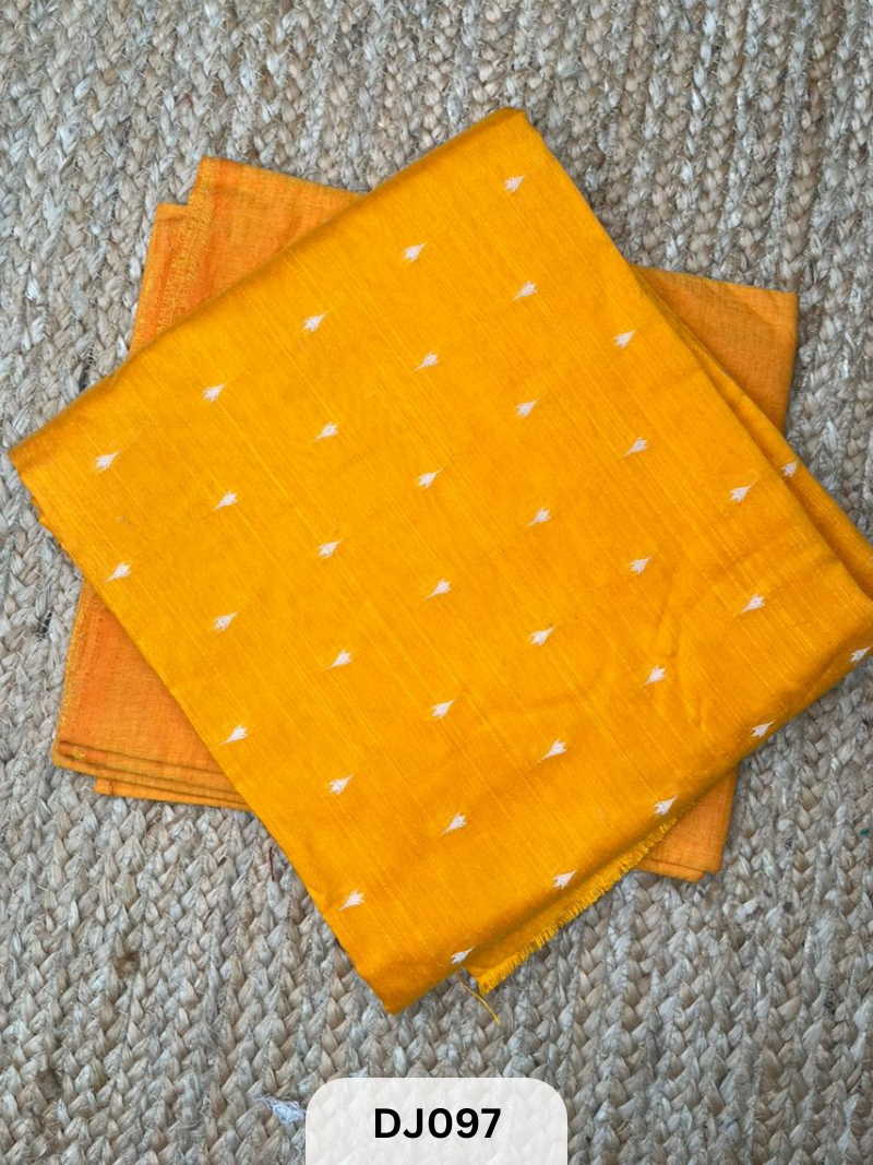 Dupion Silk Salwar Suit with zari  butta- Orange - 3mtrs