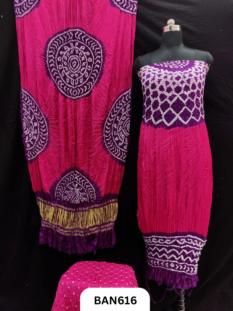 Semi Gaji Silk 3 Pcs Double Color Suit