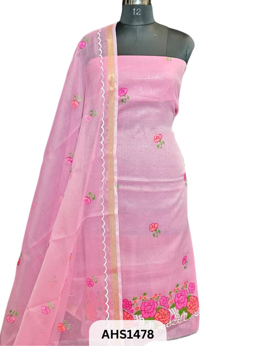 Soft Kota Embroidery Work Dress Material Top & Dupatta