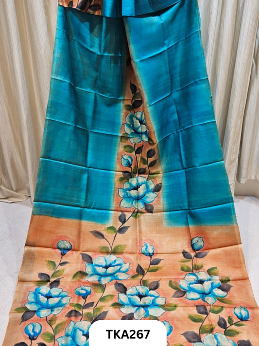 PURE HANDOWEN TUSSAR HAND PAINTED SAREE