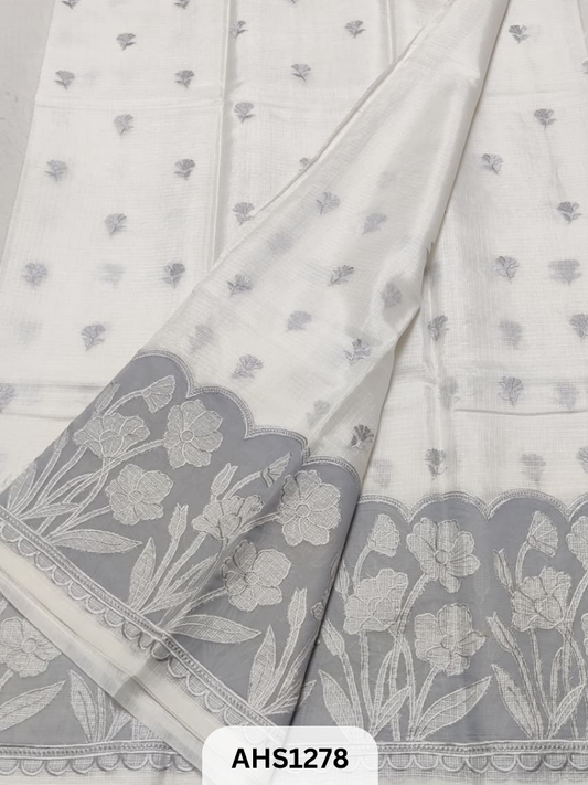 Soft Silk Kota Applique Work Saree