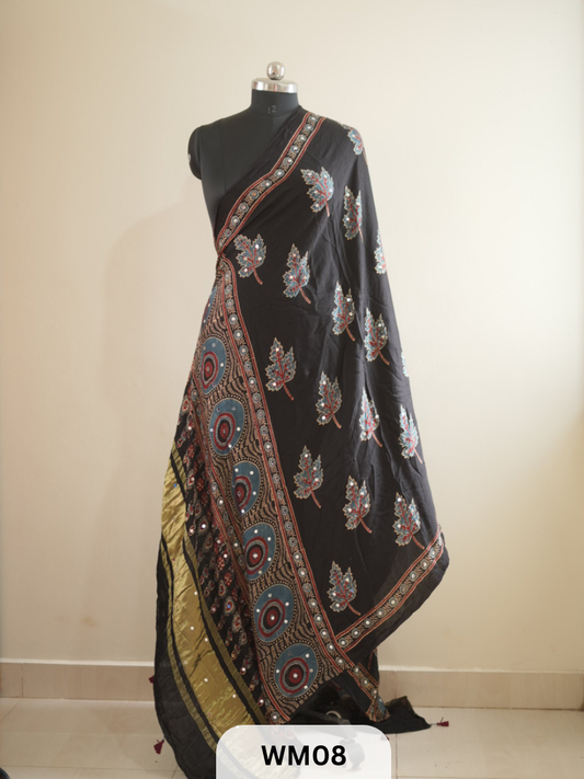 MODAL SILK WITH GLUED MIRROR LAGDI PATTA DUPPATTA