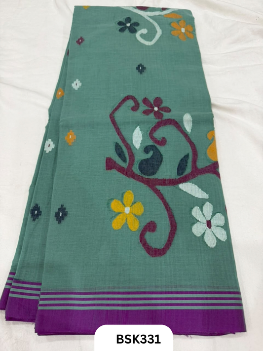 Handloom Pure Mul Cotton With Jamdhani Weave Saree